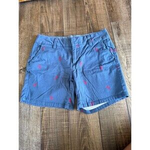 Women’s G.H. Bass Lobster Chino Shorts Sz. 0 Blue & Red